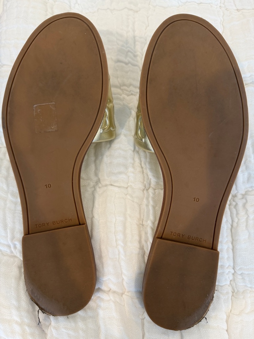 Tory Burch Metallic Gold Logo Slide Sandals - Gold - Picture 4 of 4